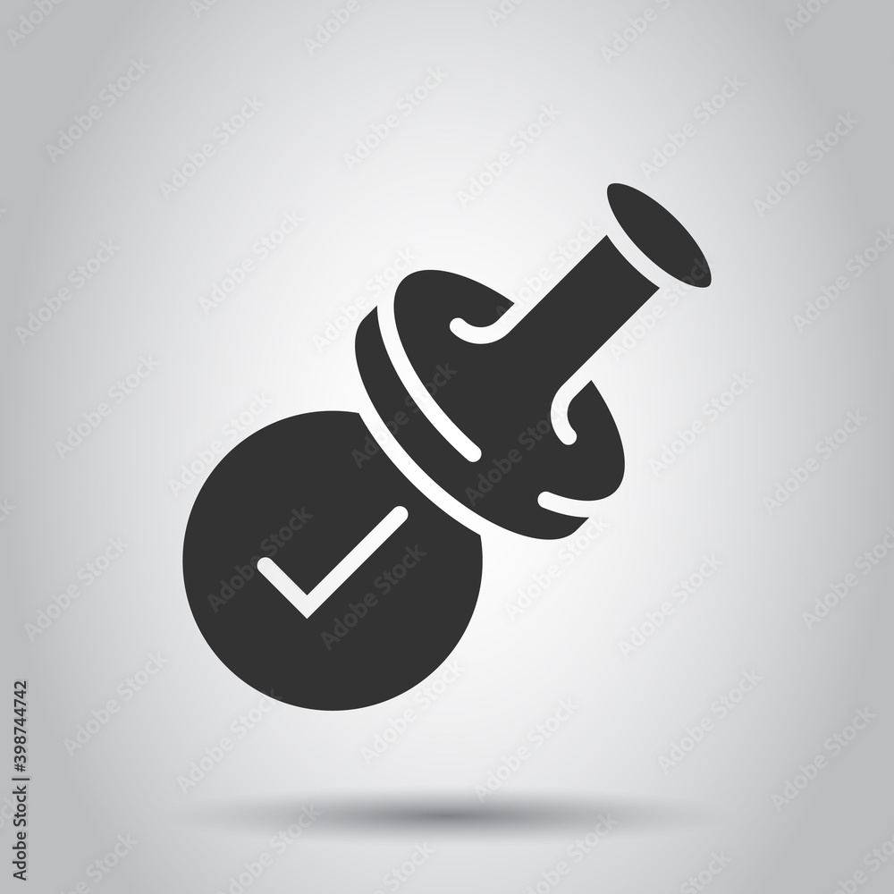 Approve stamp icon in flat style. Accept check mark vector illustration on white isolated background. Approval choice business concept. Approve stamp icon in flat style. Accept check mark vector illustration on white isolated background. Approval choice business concept.