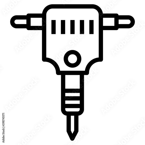 Icon of construction jackhammer vector 