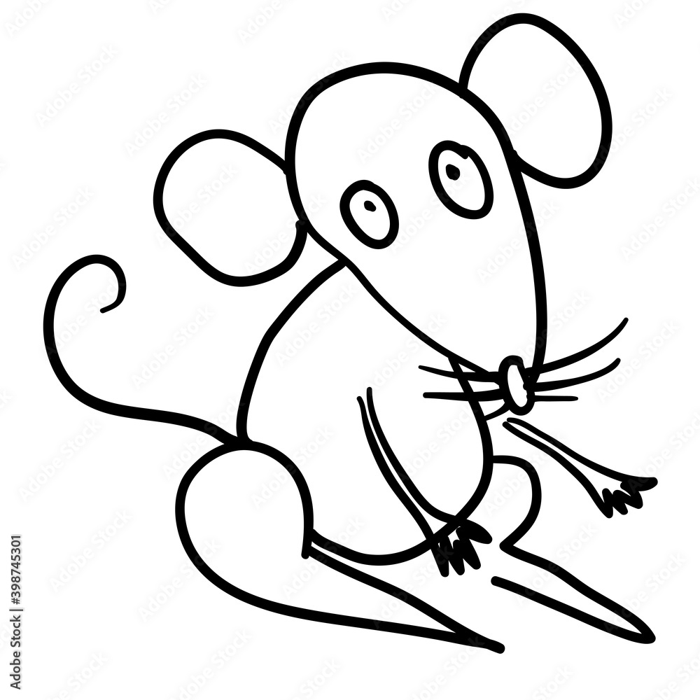 Fototapeta premium Sketch silhouette sketch mouse white background illustration
