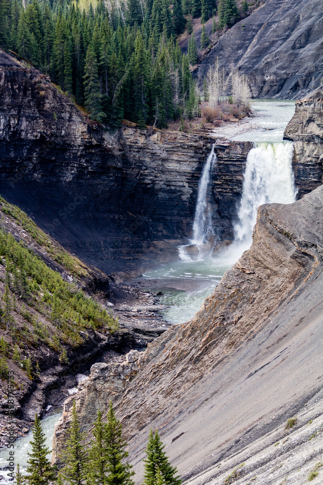Different views of Ram Falls. Ram Falls Provincial Park. Alberta, Canada