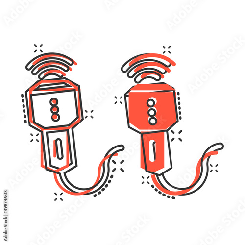 Ultrasound icon in comic style. Scanner equipment cartoon vector illustration on white isolated background. Ultrasonic splash effect business concept.