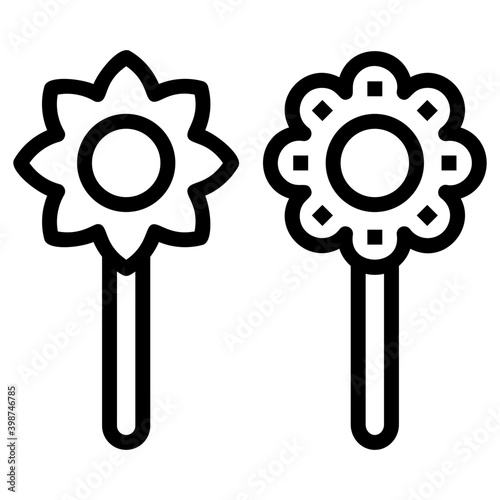 Candy flowers vector line design 