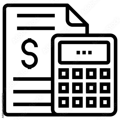 Accounts calculation vector in line design 