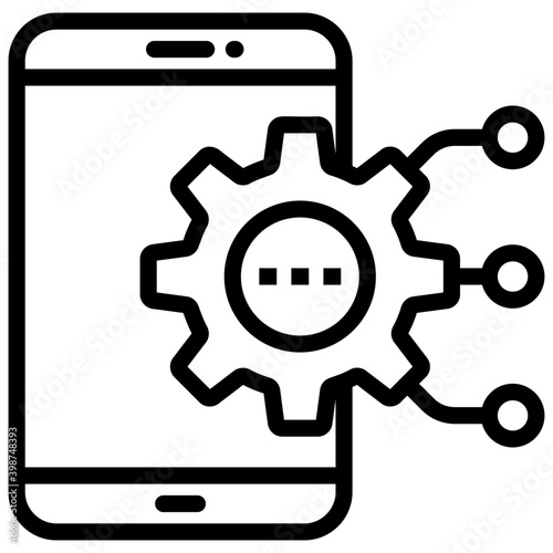 Mobile setting vector in line design 