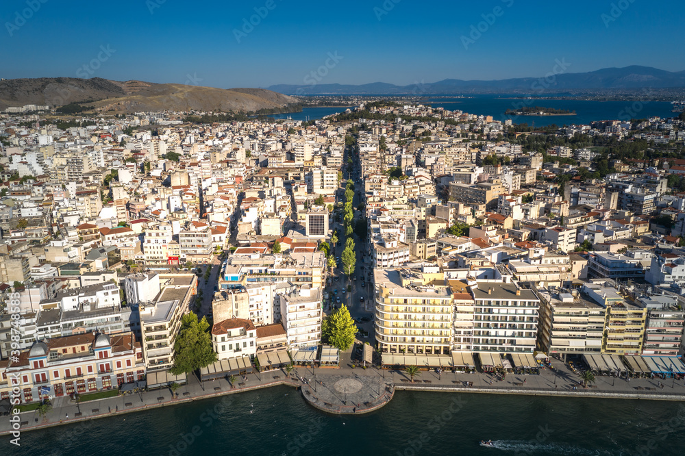 Obraz premium Chalkida aerial panoramic view, Evia island, Greece