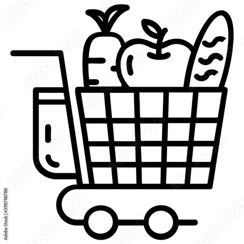 Organic grocery trolley icon design