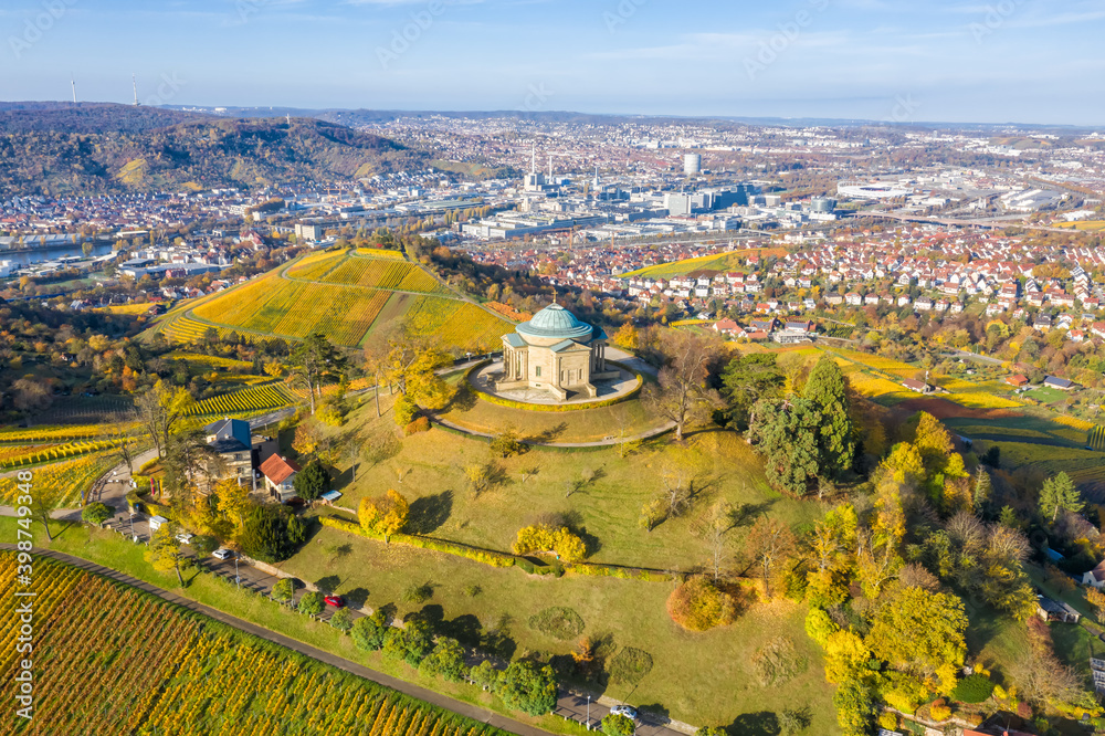 Stuttgart Grabkapelle grave chapel Württemberg Rotenberg vineyard aerial photo view travel in Germany