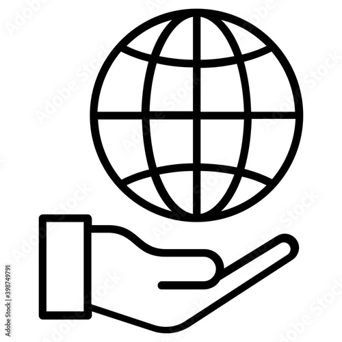 Global protection hand in line vector 