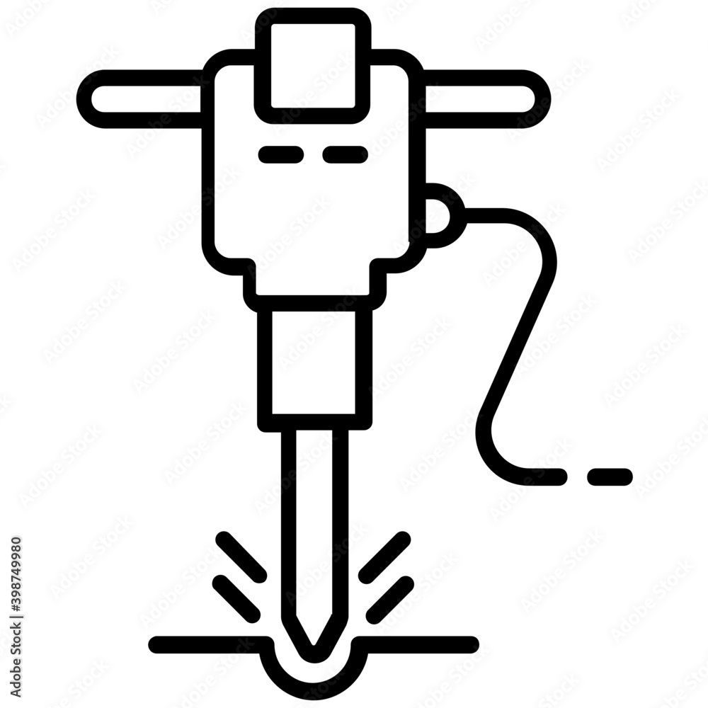 Jackhammer icon in line design 