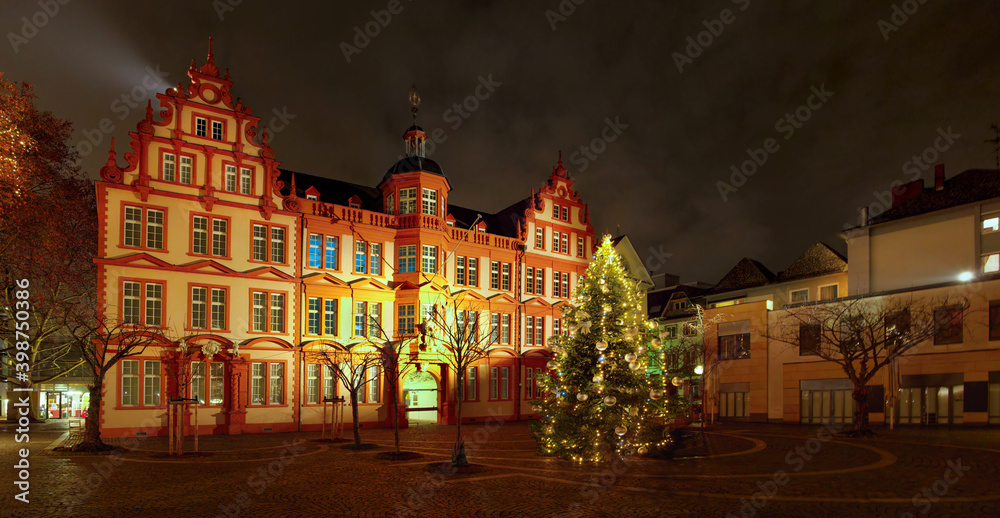 House to the Roman Emperor at Christmas time in the city center of Mainz, Germany.