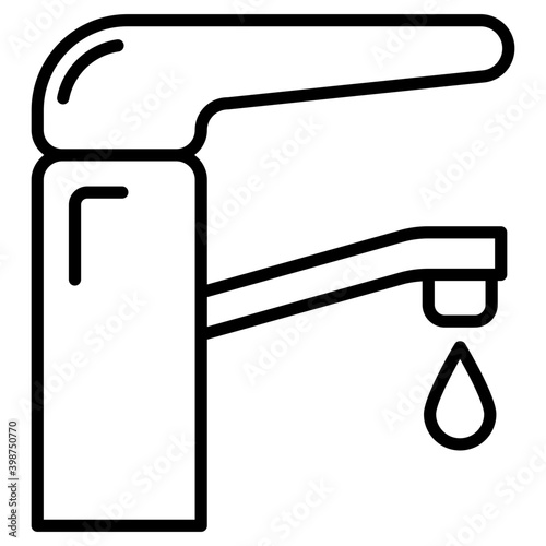 Water tap, faucet line icon 