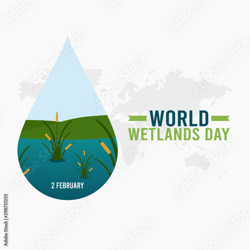 vector graphic of world wetlands day good for world wetlands day celebration. flat design. flyer design.flat illustration.