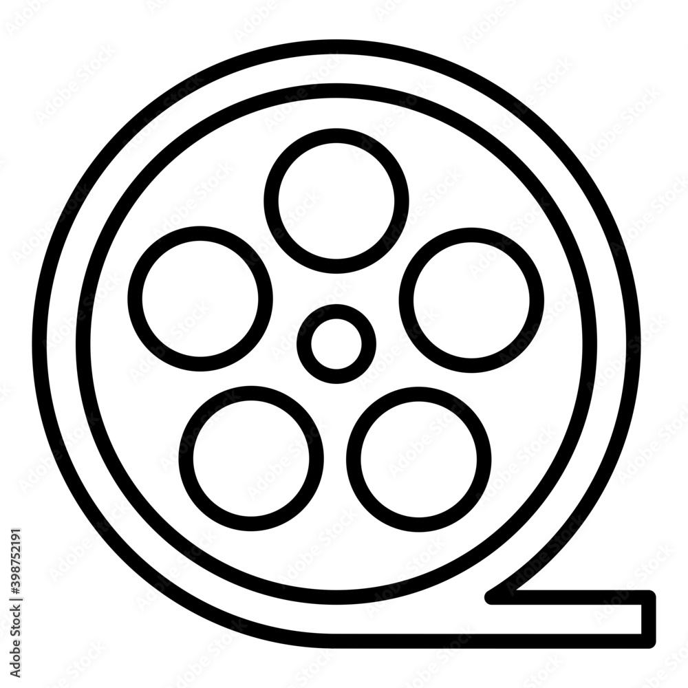 Icon of film reel in line design. Icon of film reel in line design.