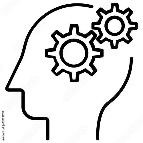 Brain processing icon in line design 