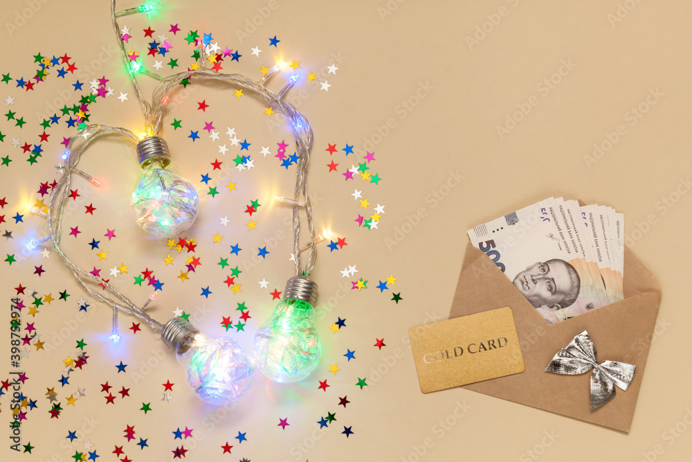 christmas garland on a beige background