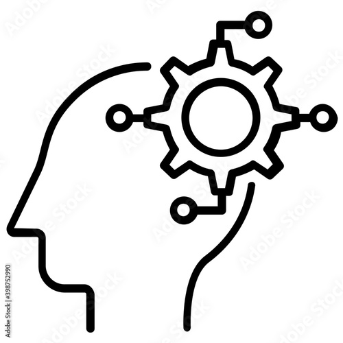 Creative thinking, logical thinking in line icon 