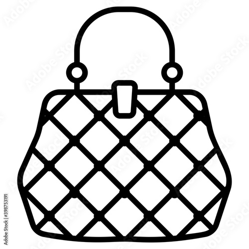 Crocheting handbag, line vector 