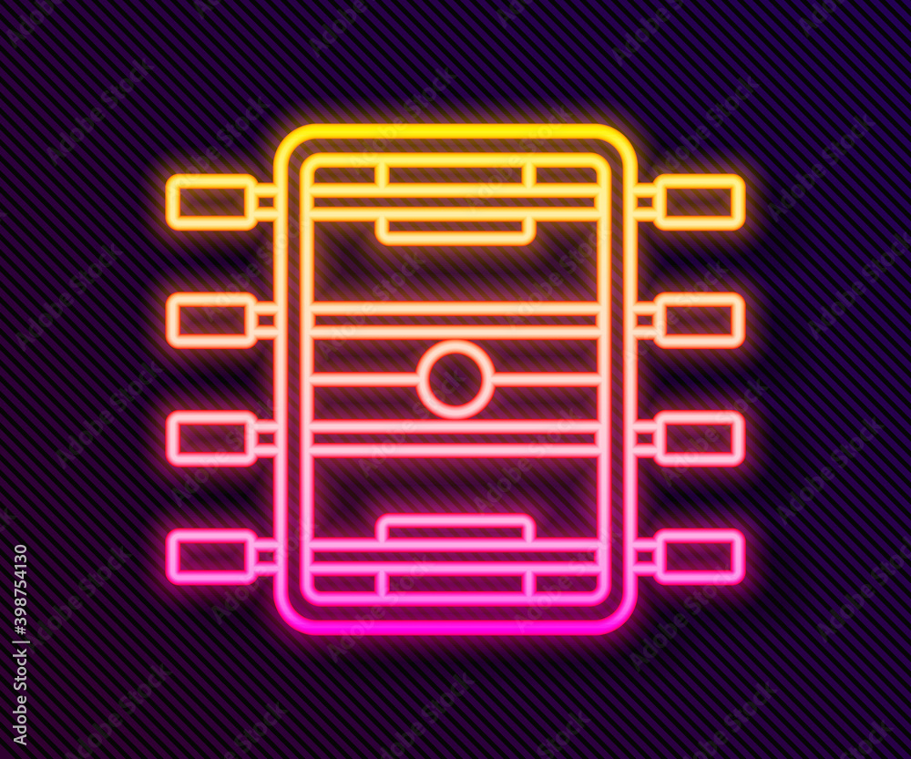 Glowing neon line Hockey table icon isolated on black background. Football table. Vector. Glowing neon line Hockey table icon isolated on black background. Football table. Vector.