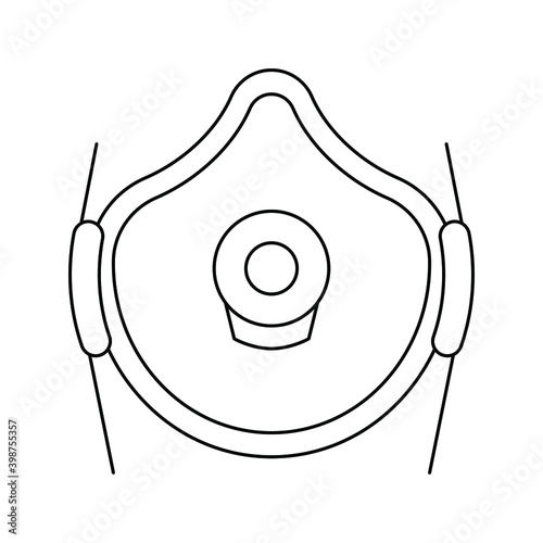 reusable face mask with valve in the middle, line icon