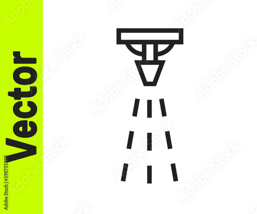 Black line Fire sprinkler system icon isolated on white background. Sprinkler, fire extinguisher solid icon.  Vector.