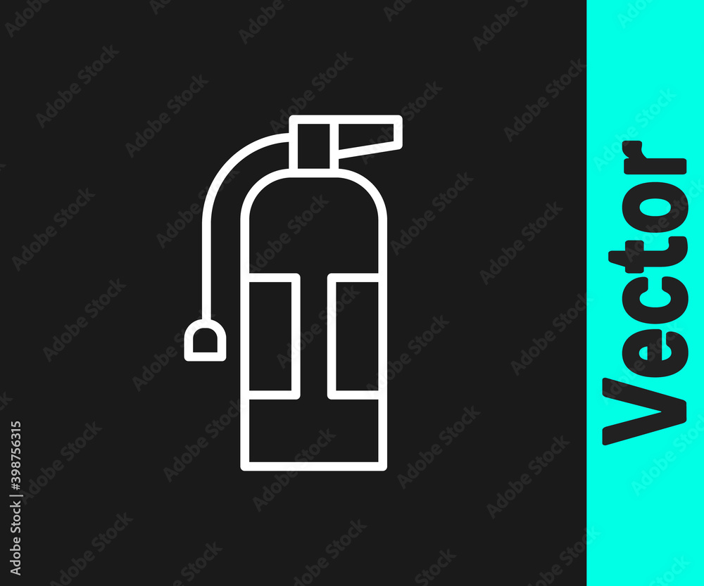 White line Fire extinguisher icon isolated on black background. Vector. White line Fire extinguisher icon isolated on black background. Vector.