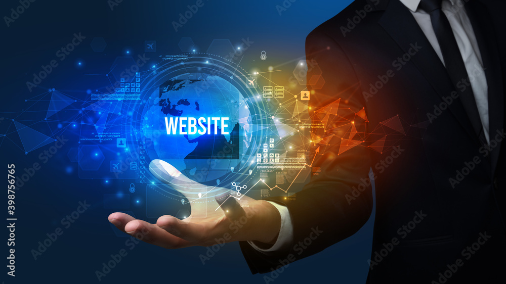 Elegant hand holding WEBSITE inscription, digital technology concept Elegant hand holding WEBSITE inscription, digital technology concept