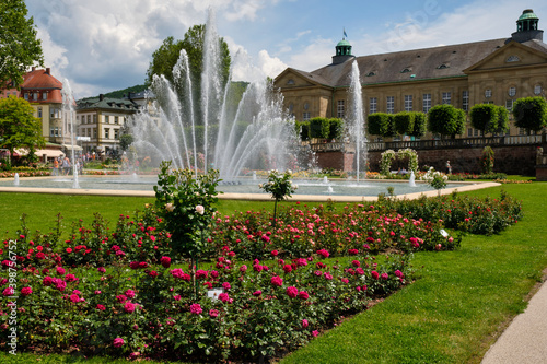 Kurpark und Rosengarten im Staatsbad Bad Kissingen, Unterfranken, Franken, Bayern, Deutschland