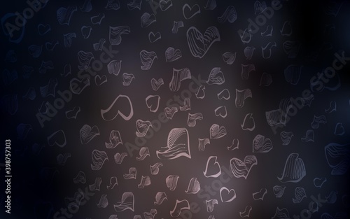 Dark Brown vector texture with lovely hearts.