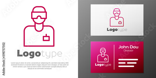 Logotype line Laboratory assistant icon isolated on white background. Logo design template element. Vector.