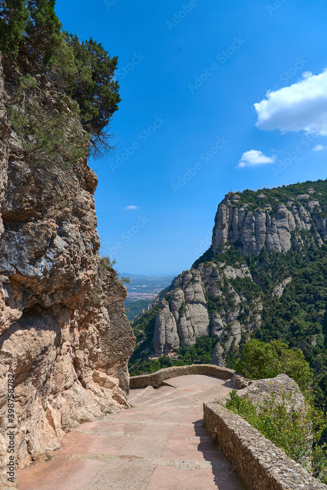 Mountains in Montserrat in Catalonia of Spain in a sunny day