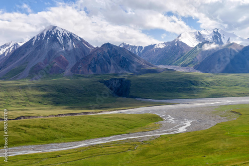 Mountainous landscape. Saryjaz River Valley, Central Tian Shan, Kyrgyzstan.