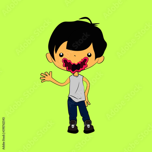 man character laughing out loud, streetwear or t-shirt design, sticker, and costumer service mascot
