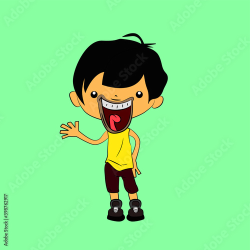 man character laughing out loud, streetwear or t-shirt design, sticker, and costumer service mascot