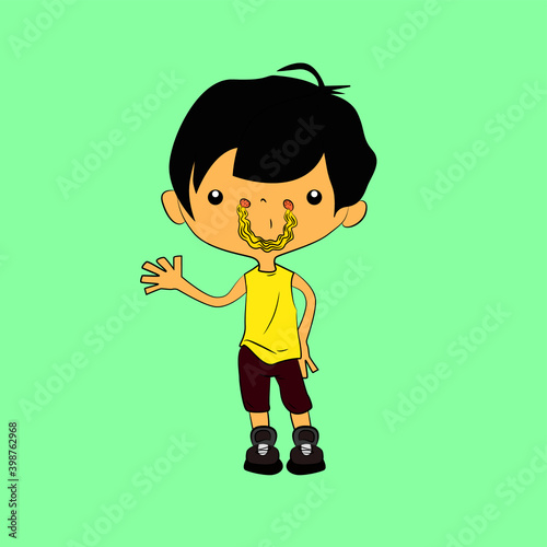 man character laughing out loud, streetwear or t-shirt design, sticker, and costumer service mascot