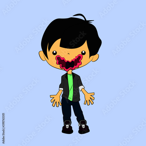 man character laughing out loud, streetwear or t-shirt design, sticker, and costumer service mascot