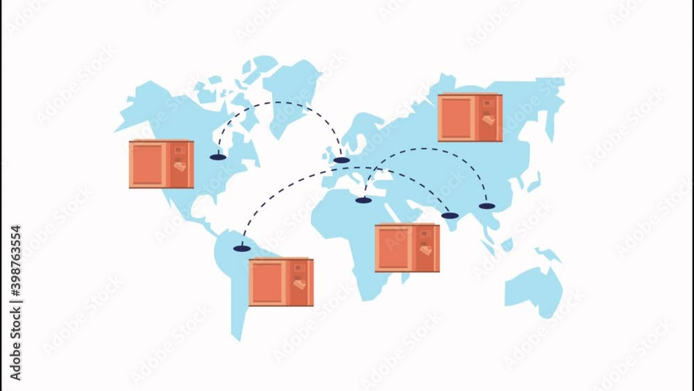 delivery logistic service with boxes in earth maps delivery logistic service with boxes in earth maps