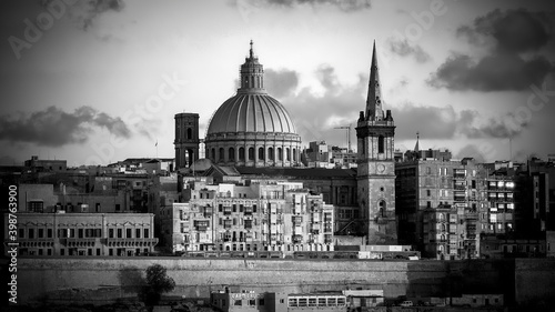 Typical and famous skyline of Valletta - the capital city of Malta - CITY OF VALLETTA © 4kclips