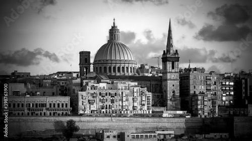 Typical and famous skyline of Valletta - the capital city of Malta - CITY OF VALLETTA