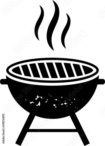 barbecue grill with flames Small Grill for picnic and family reunions. Chef logo
