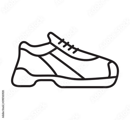 Sneakers icon. Outline shoes sign.Sport footwear.Vector isolated on white background.Illustration linear boot.