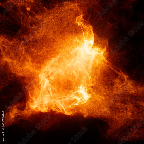 Flames and fire effect. Abstract graphic on black background. hot fire  flame effect with plasma and particles moving around in a fluid motion. 