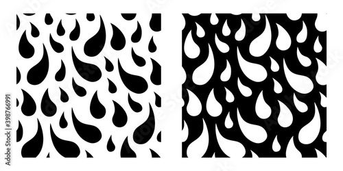Abstract liquid drops seamless patterns. Black and white patterns for textile, fabric, decoration. Seamless patterns.