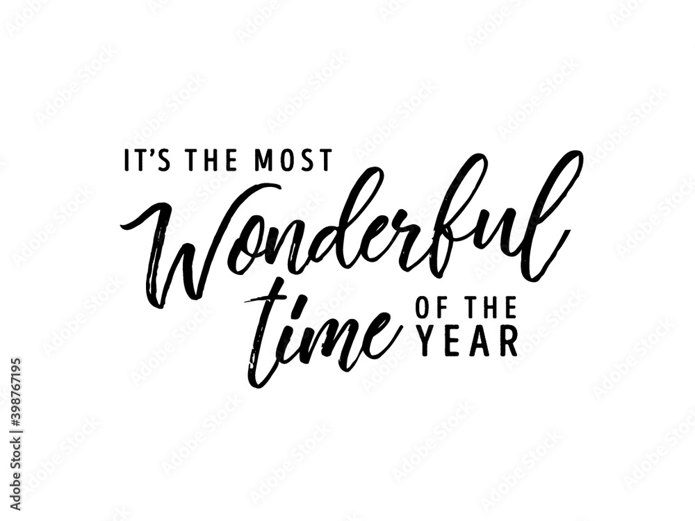 It's The Most Wonderful Time Of The Year, Wonderful, Christmas Background, Christmas Text, Handwritten Card, Greeting Card Vector Text Background