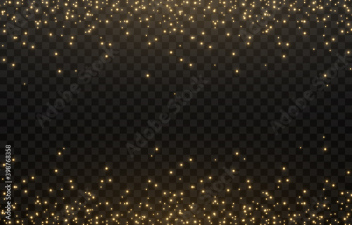 Shine. Light effect, golden light. Light from the sky. Lights, golden shine, sparkles. PNG picture. Christmas background, Christmas.
