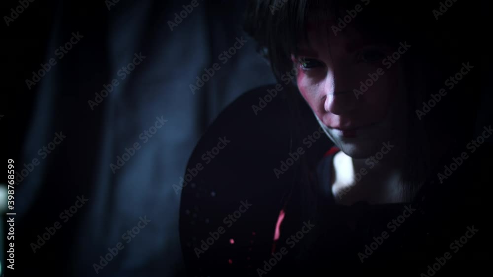 4k Black Background of Geisha Woman Posing with Black Eyes 4k Black Background of Geisha Woman Posing with Black Eyes