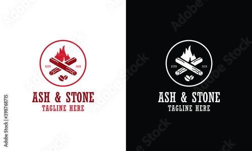 Bonfire flame Design Element in Vintage Style for Logotype, Label, Badge, shirts and other design. Campfire retro vector illustration.