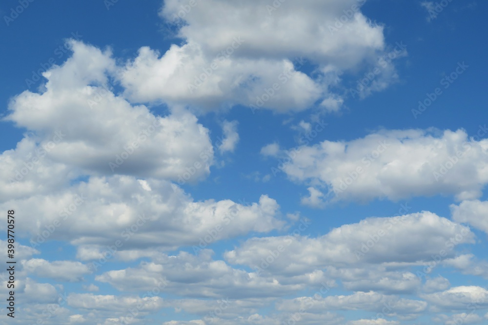 Fluffy clouds in the sky, beautiful view