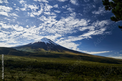Fototapeta Naklejka Na Ścianę i Meble -  Cotopaxi is an active volcano in the Andes Mountains, in the Latacunga canton of Cotopaxi Province, south of Quito. Second highest summit in Ecuador and one of the world's highest volcanoes