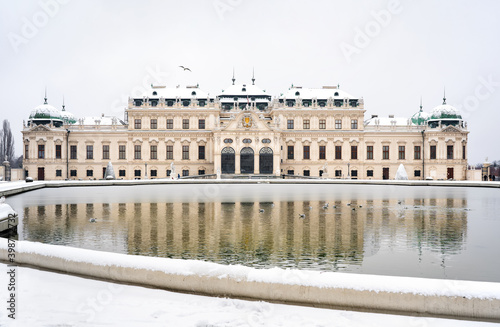 Photography Upper Belvedere palace in Vienna on winter time with snow