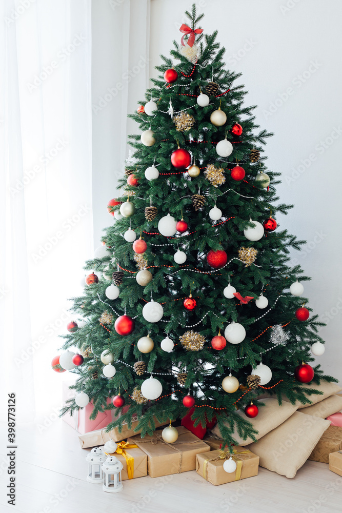 Christmas tree holiday presents New Year's Eve background